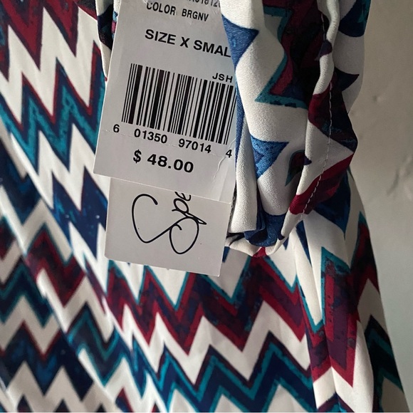 NWT Chevron Pattern Chiffon Long Sleeve Dress - Picture 7 of 8